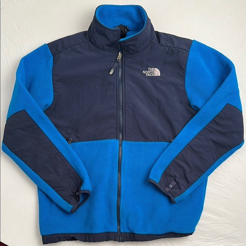 The North Face Denali blue and navy fleece full zip jacket